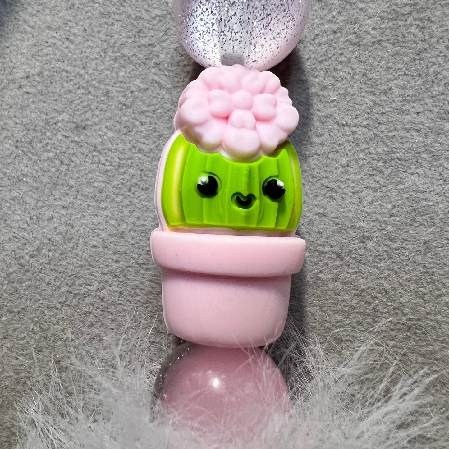 Flower Pot Pink Silicone Bead