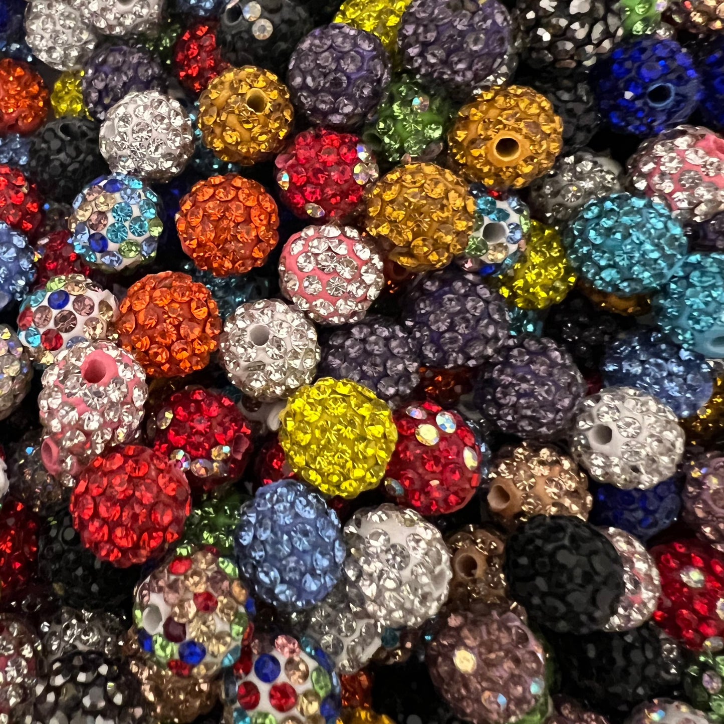 (RTM0791) 10mm Multi Coloured Rhinestone Beads (20 pieces)