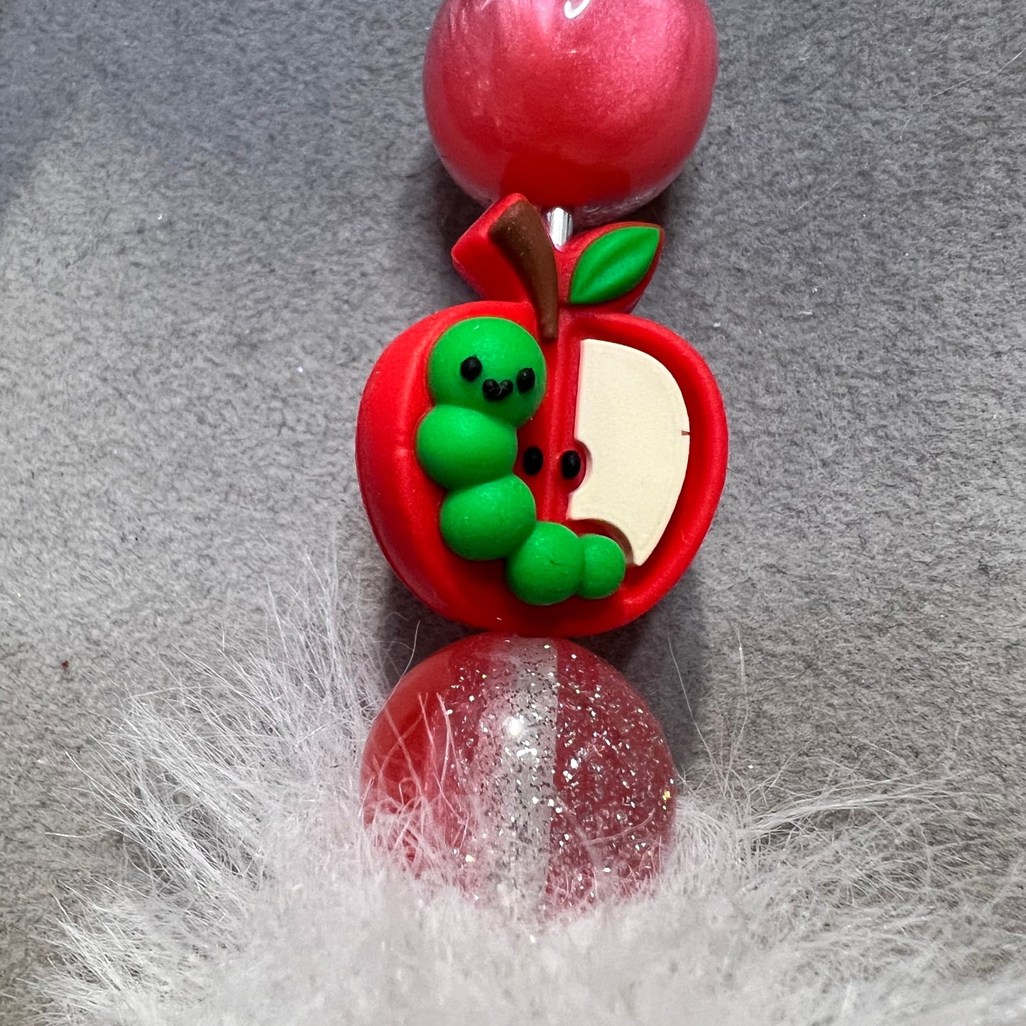 Half Apple with Caterpillar Silicone Bead