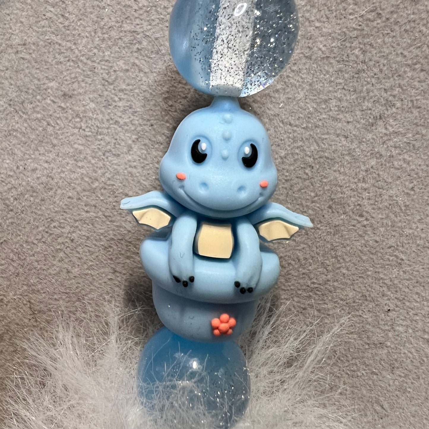 3D Blue Dino Silicone Bead