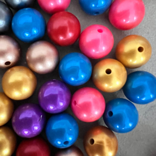 [S16MM353] 16mm Silicone Shinny Metallic beads mix 10pcs