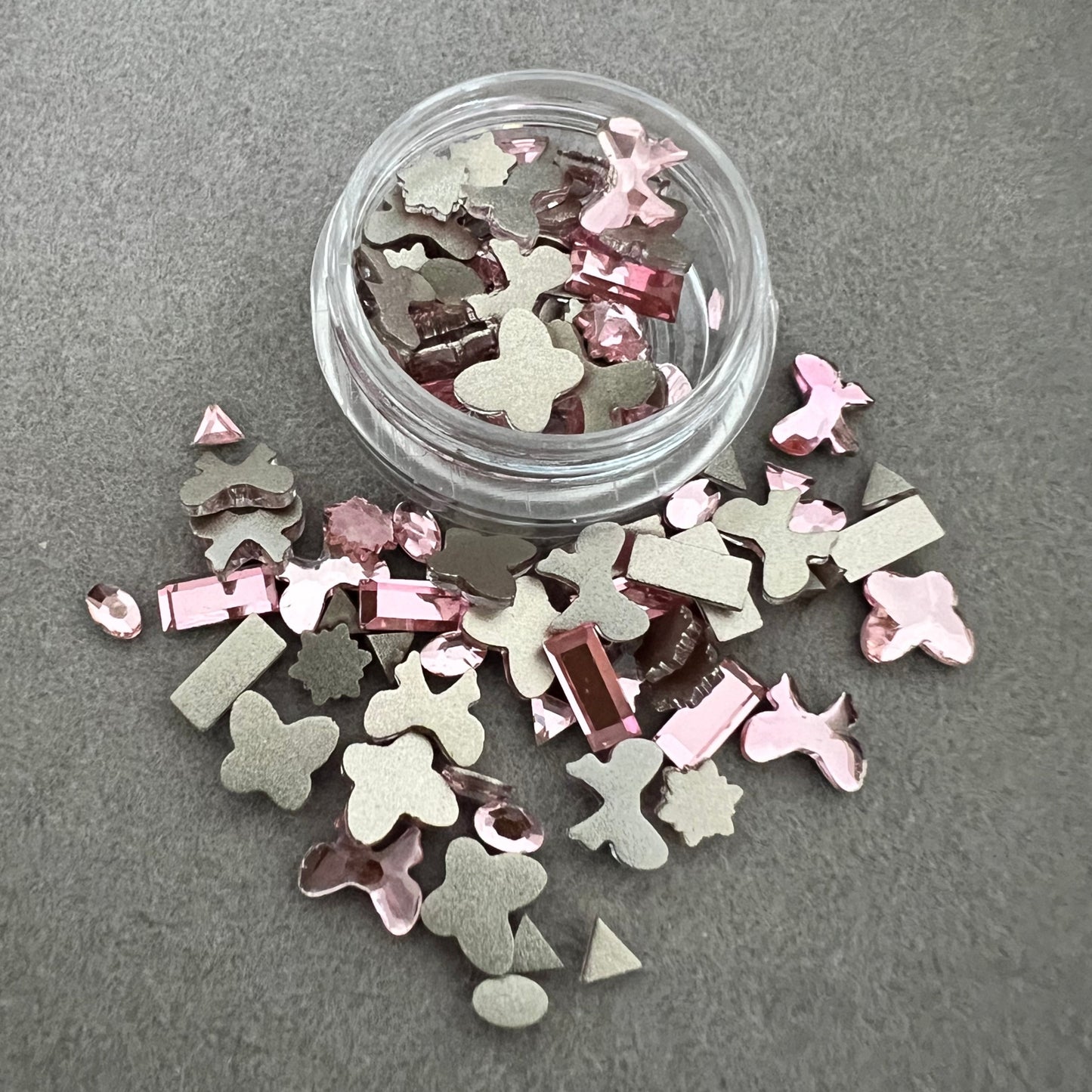 [PJR455] 1 glass jar pink mix small diamonds