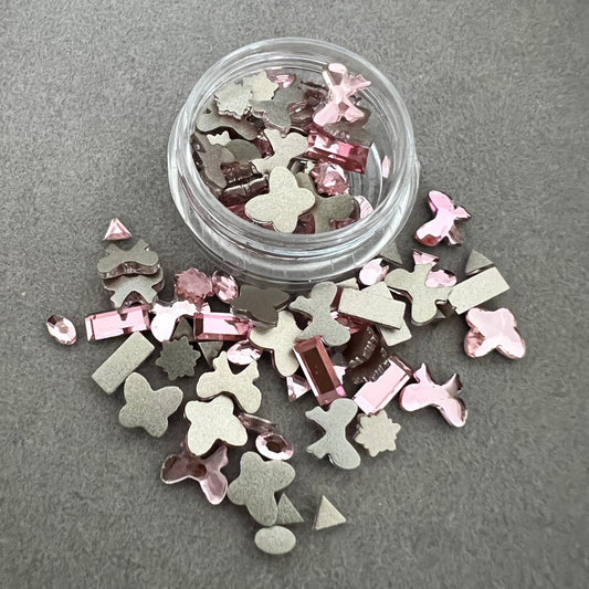 [PJR455] 1 glass jar pink mix small diamonds