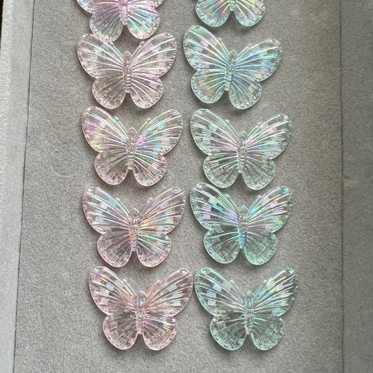 [BF2323] Small Butterflies clear Pink & Blue (10 Pieces)
