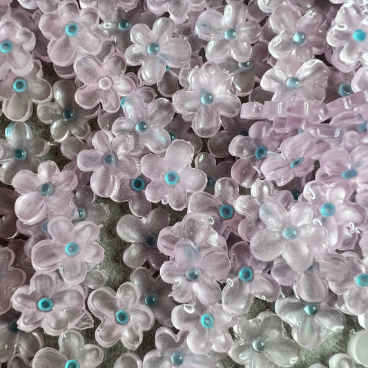 [F5678] Pink & Blue Resin Flowers (50 pieces)
